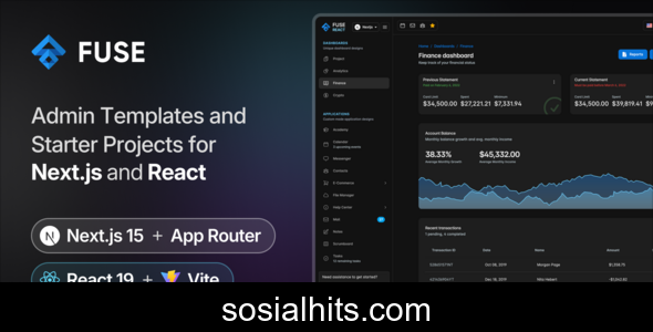 Fuse React v16.0.0 - NextJS & Vite Admin Dashboard Template