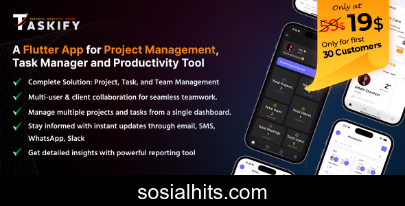 Taskify Flutter App v1.3.0 - Project Management, Task Manager and Productivity Tool