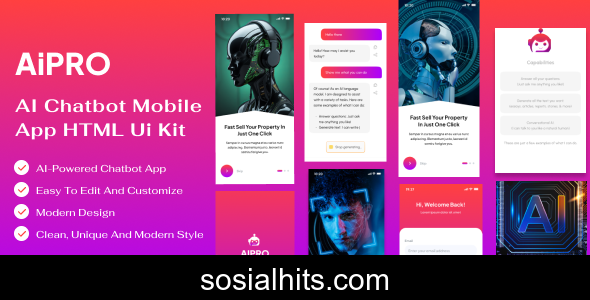 Aipro - AI Chatbot Mobile App HTML Template