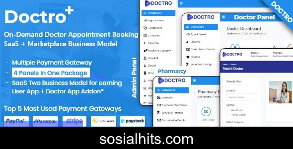 Doctro v10.0.0 - On-Demand Doctor Appointment Booking SaaS Marketplace Business Model - nulled