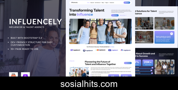 Influencely - Influencer & Talent Agency HTML Bootstrap 5 Template