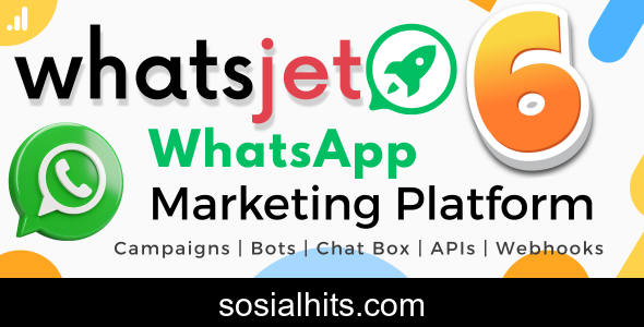 WhatsJet SaaS v6.0.0 - A WhatsApp Marketing Platform with Bulk Sending, Campaigns, Chat Bots & CRM - nulled