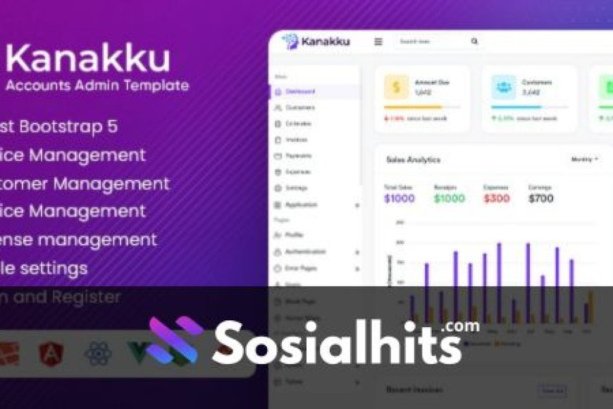 Kanakku v2.0.4 - Sales, Invoices & Accounts Admin Template with RTL (HTML5, React, Laravel, Vue, Angular)