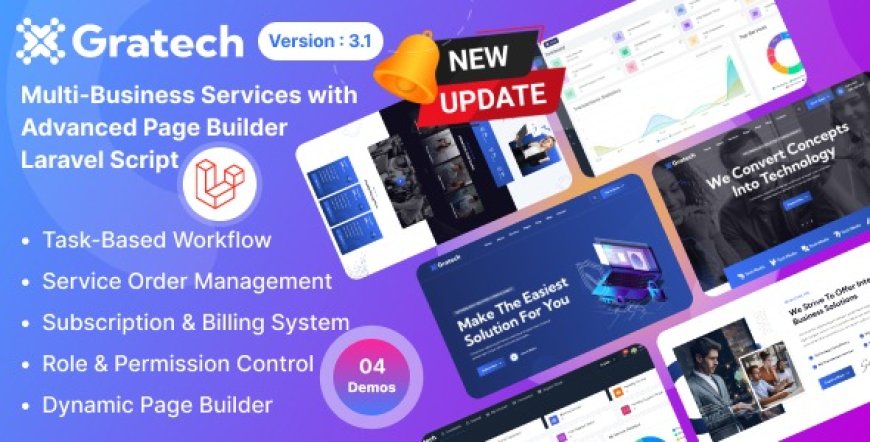 Gratech v3.1 - Multi-Business Services with Advanced Page Builder & Workflow Tools