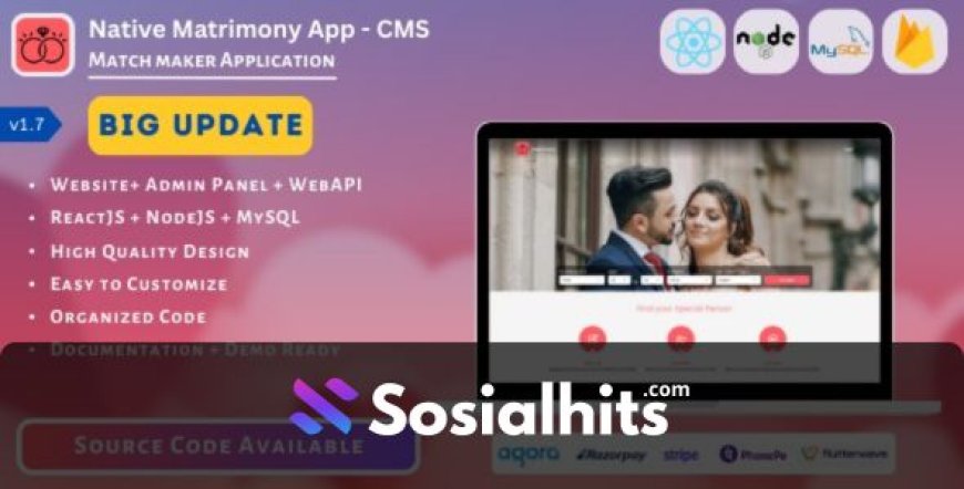 Matrimony App v1.7 - Match Maker - Full Project (Mobile App, Admin Panel, API, Database)