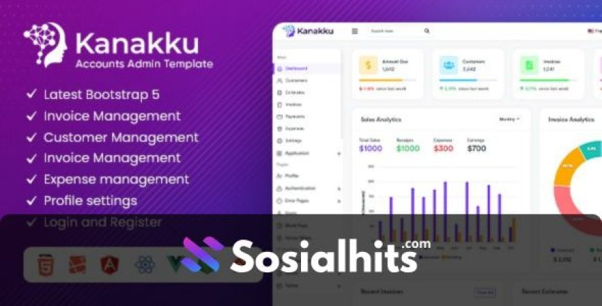 Kanakku v2.0.4 - Sales, Invoices & Accounts Admin Template with RTL (HTML5, React, Laravel, Vue, Angular)