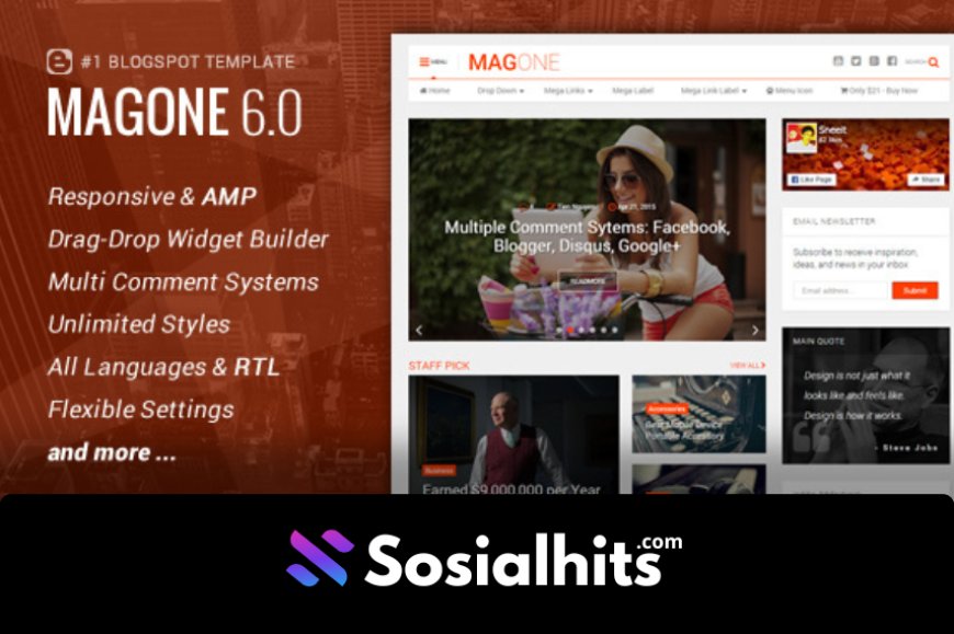 Download MagOne v6.9.964 - Responsive News & Magazine Blogger Template